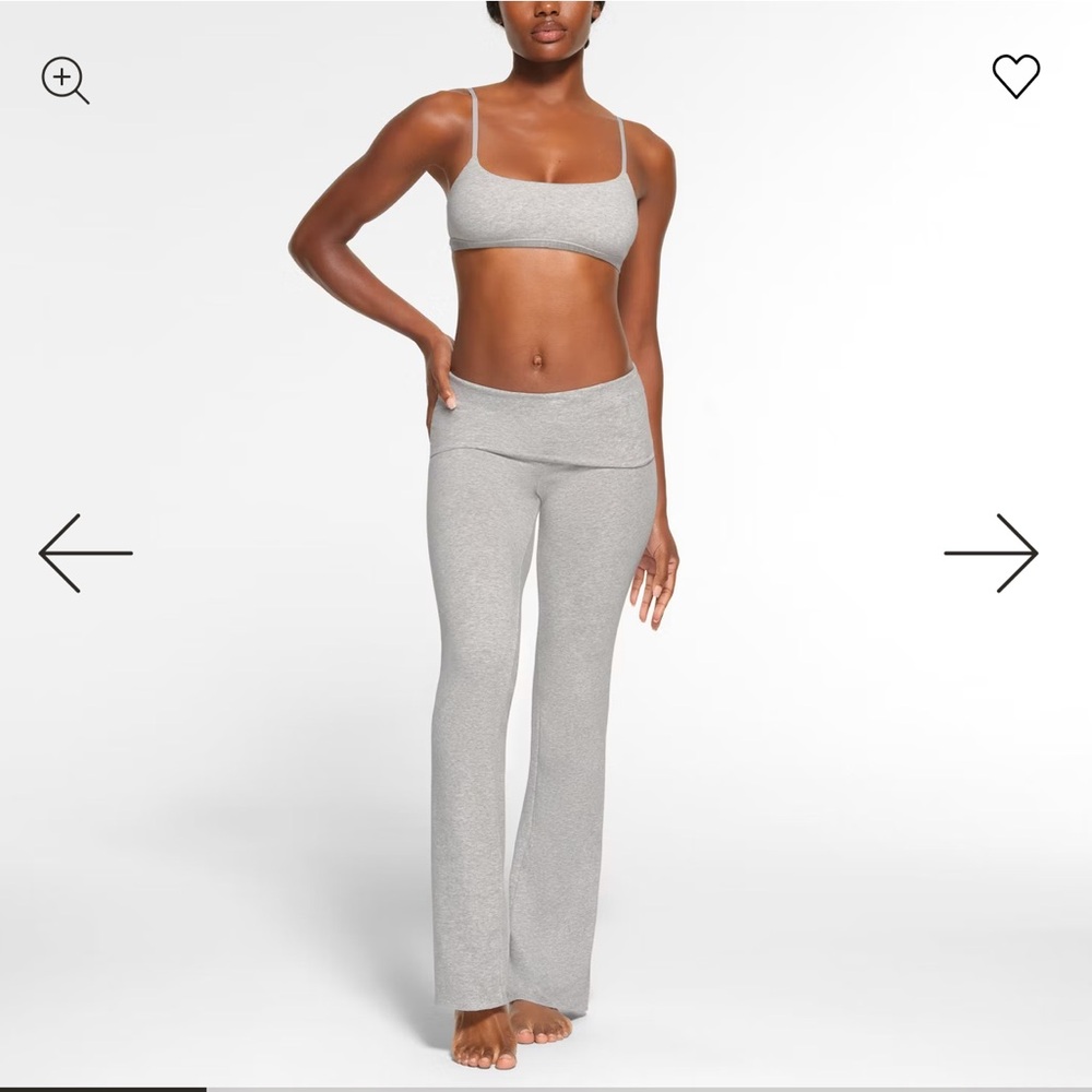 Skims Cotton Loungewear Heather Grey Fold Over Pants